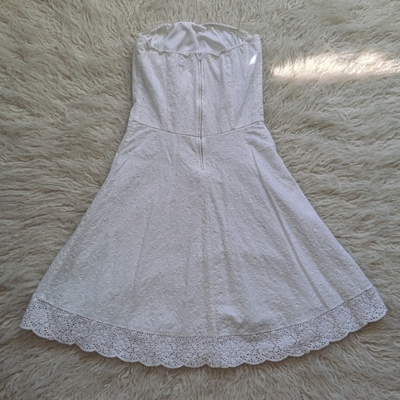 Vintage Ruby Rox White Embroidered Strapless Dress Lace Trim Women's Size 3 - Picture 5 of 8